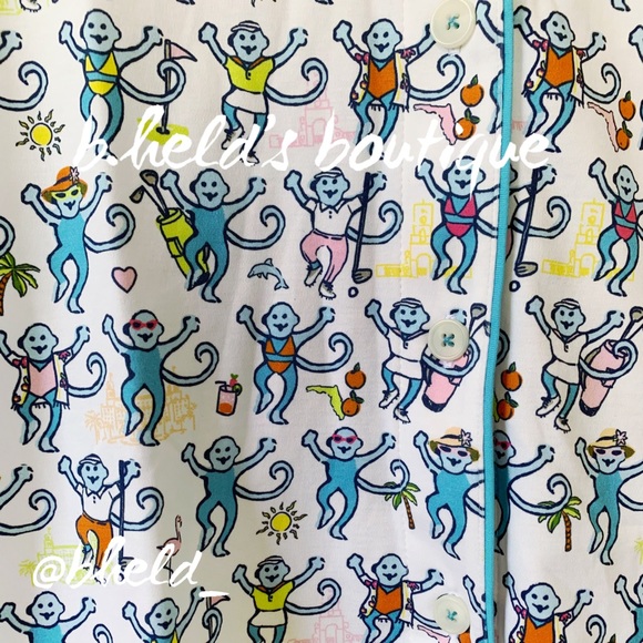 Roller Rabbit Palm Beach Monkey Polo Pajamas in Multi Monkey Size XS New NWT - Picture 7 of 16